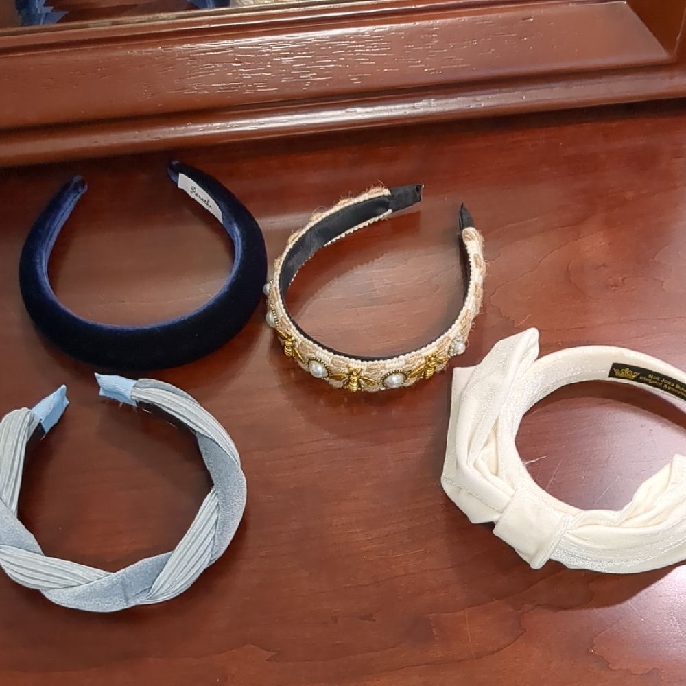 Elegant Women's Headband Set - Navy, Gold, Cream, Gray
